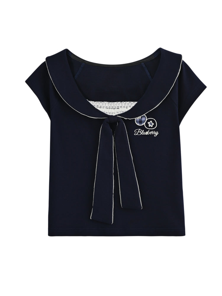 Blueberry Ribbon Layered Top-Tops-ntbhshop