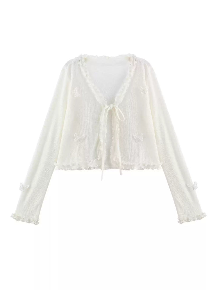 Butterfly Frill Tie Cardigans-Outerwear-ntbhshop