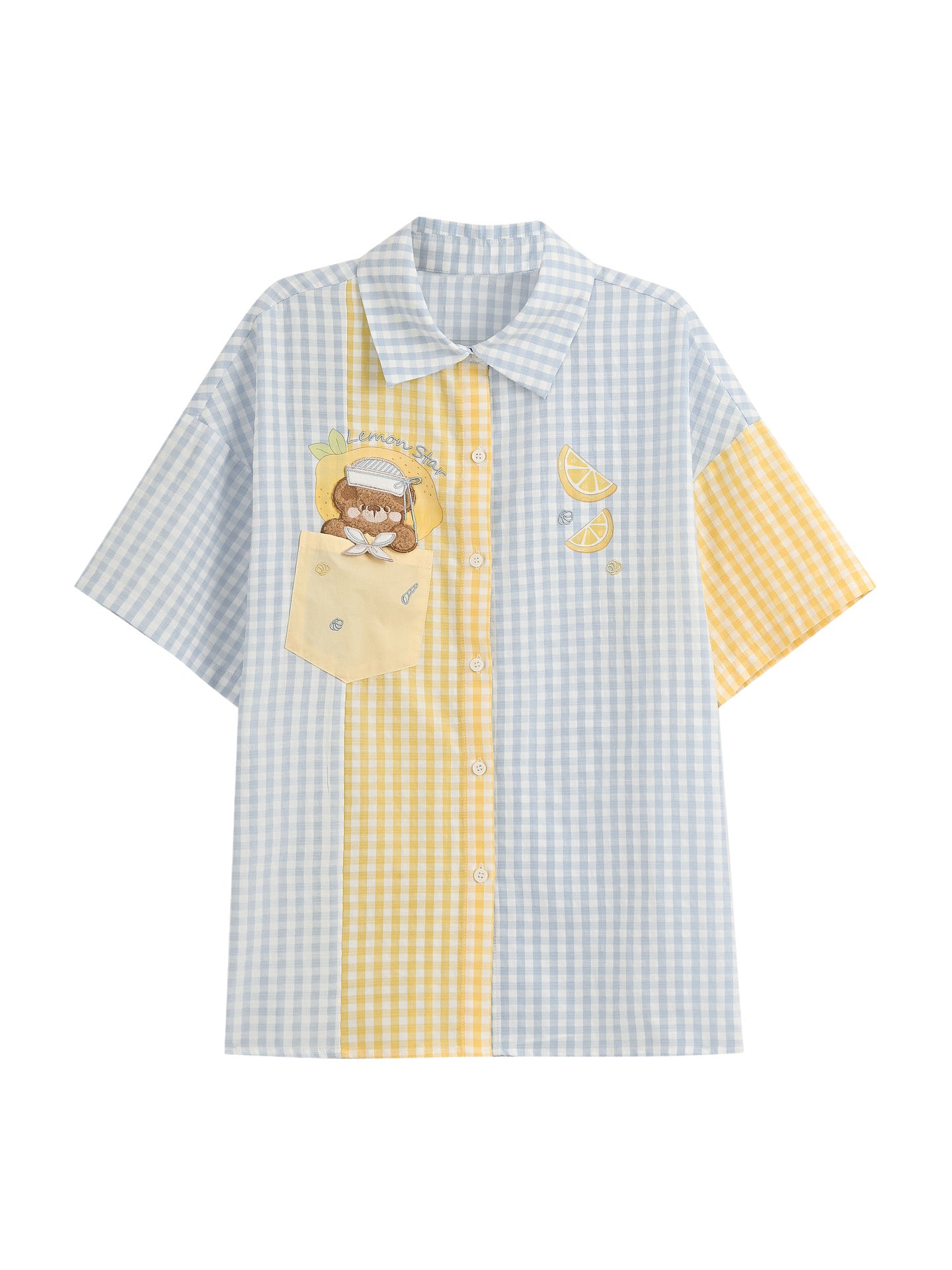 Lemonade Bear Plaid Shirt-Tops-ntbhshop