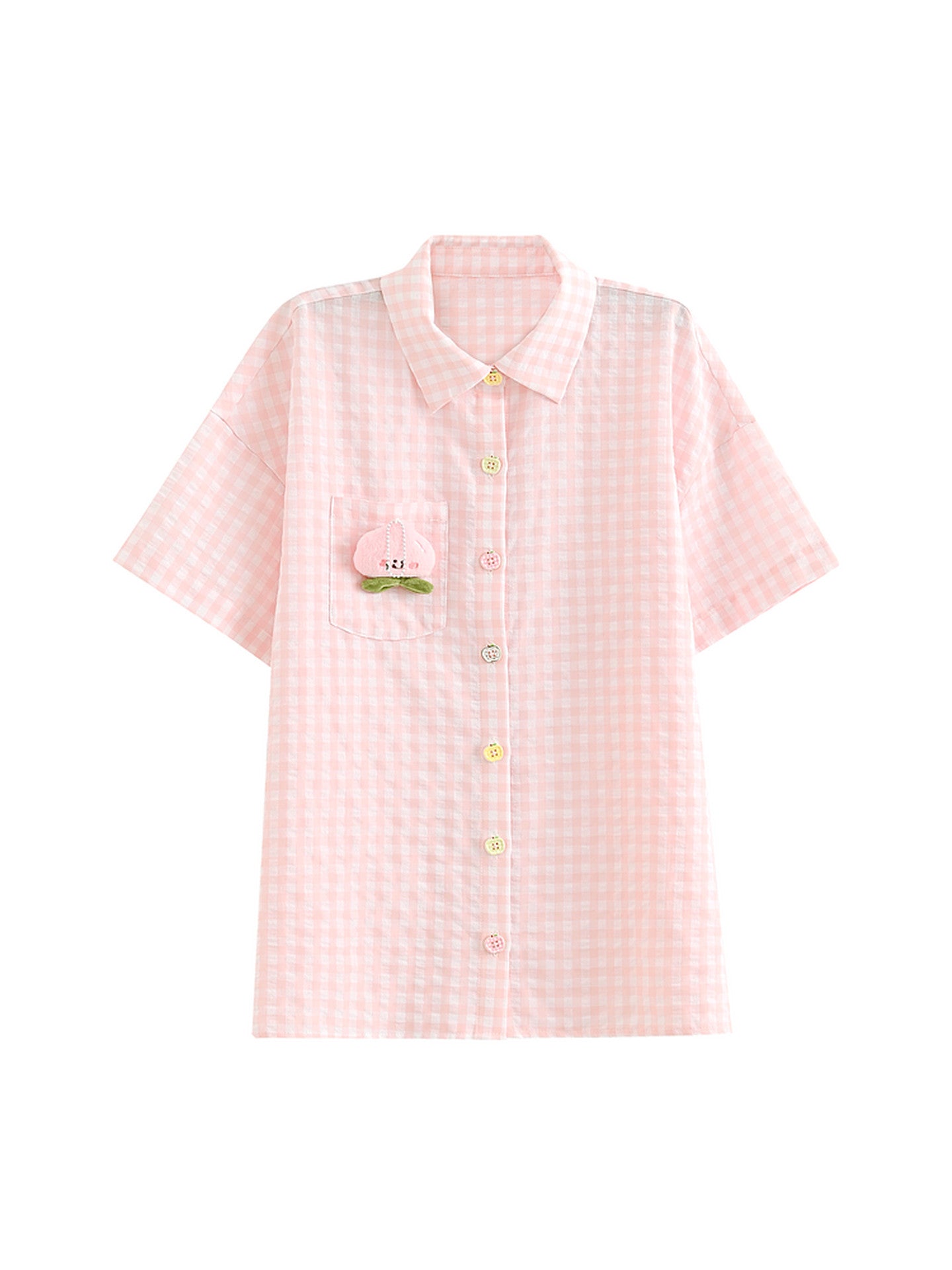 Peachy Pocket Gingham Shirt-Tops-ntbhshop