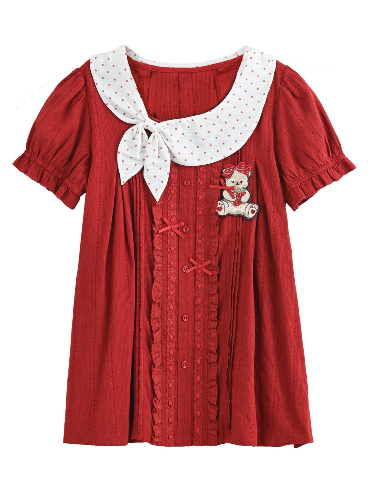 Cherry Dot Sailor Blouse-Tops-ntbhshop