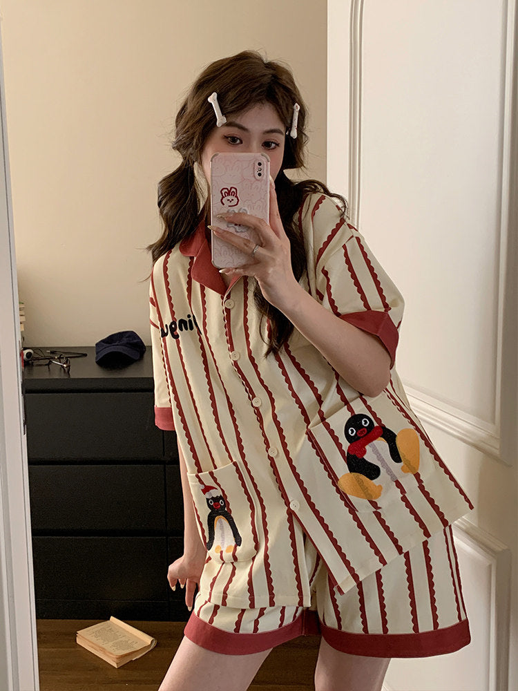 Penguin Stripe Cotton Pajama Set-Sets-ntbhshop