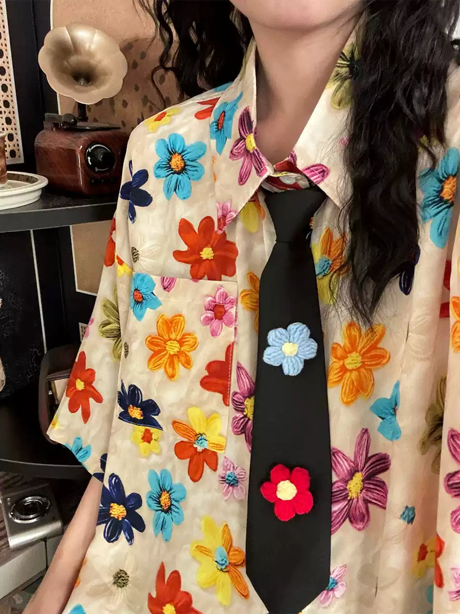 Paintbox Flowers Tie Shirts