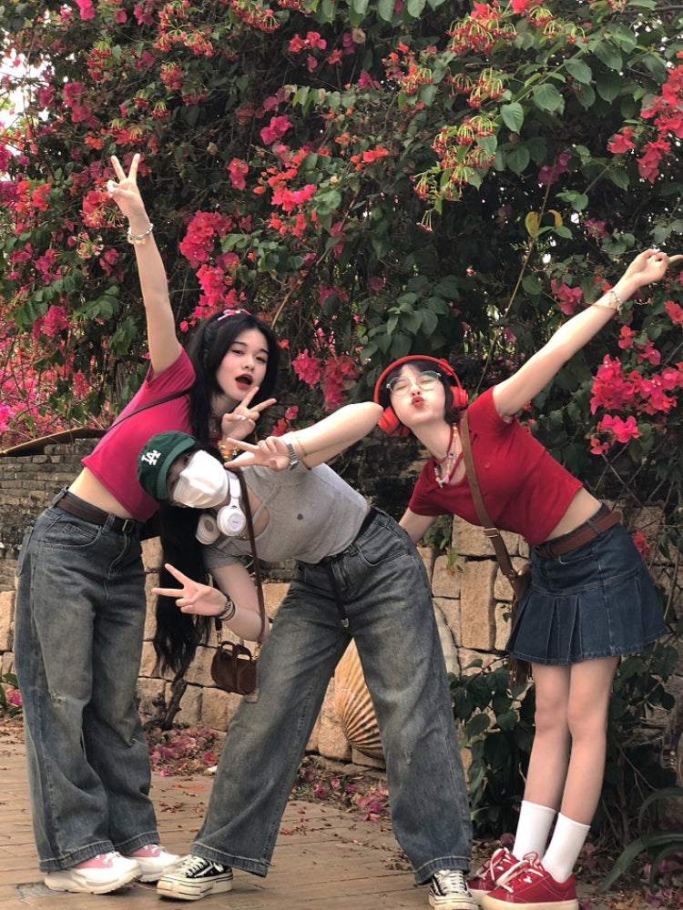 Dopamine Girl Love Necklace Crop Tops-ntbhshop