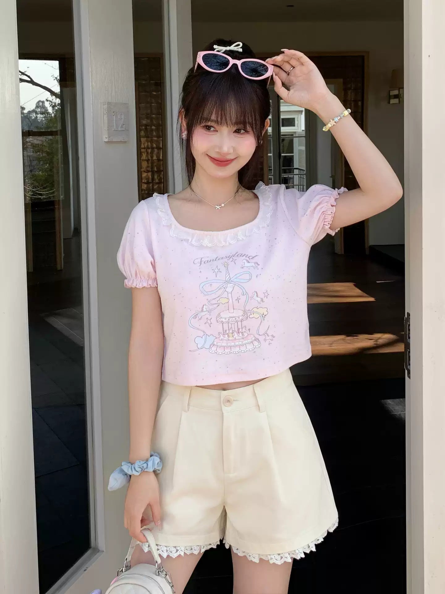 Fantasyland Lace Puff Top-Tops-ntbhshop
