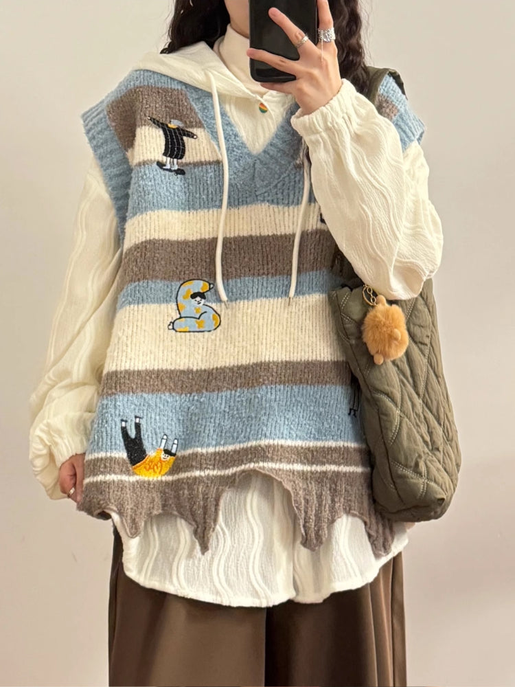 Cartoon Nostalgia Whimsy Knit Vests-ntbhshop