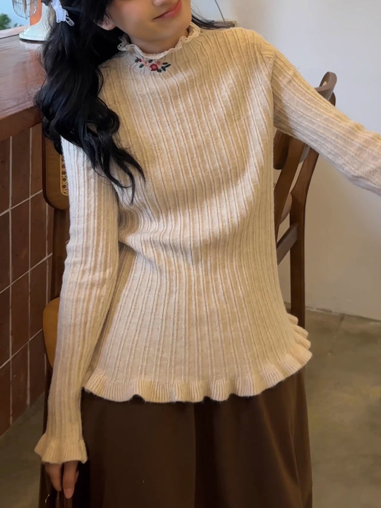 Wildflower Embroidery Knit Turtlenecks-ntbhshop