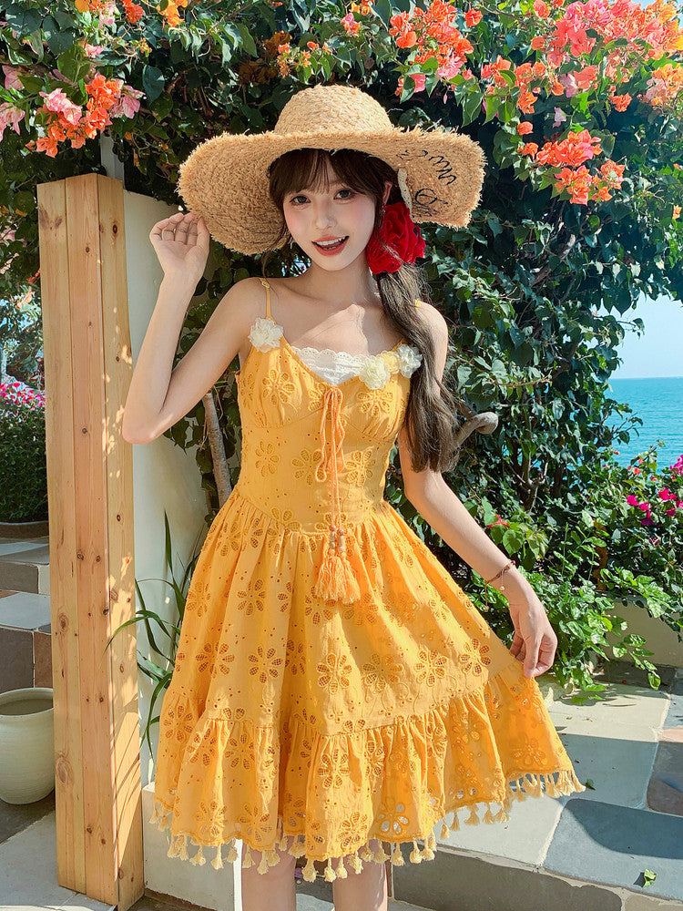 Sunflower Tassel Sundress-Dresses-ntbhshop