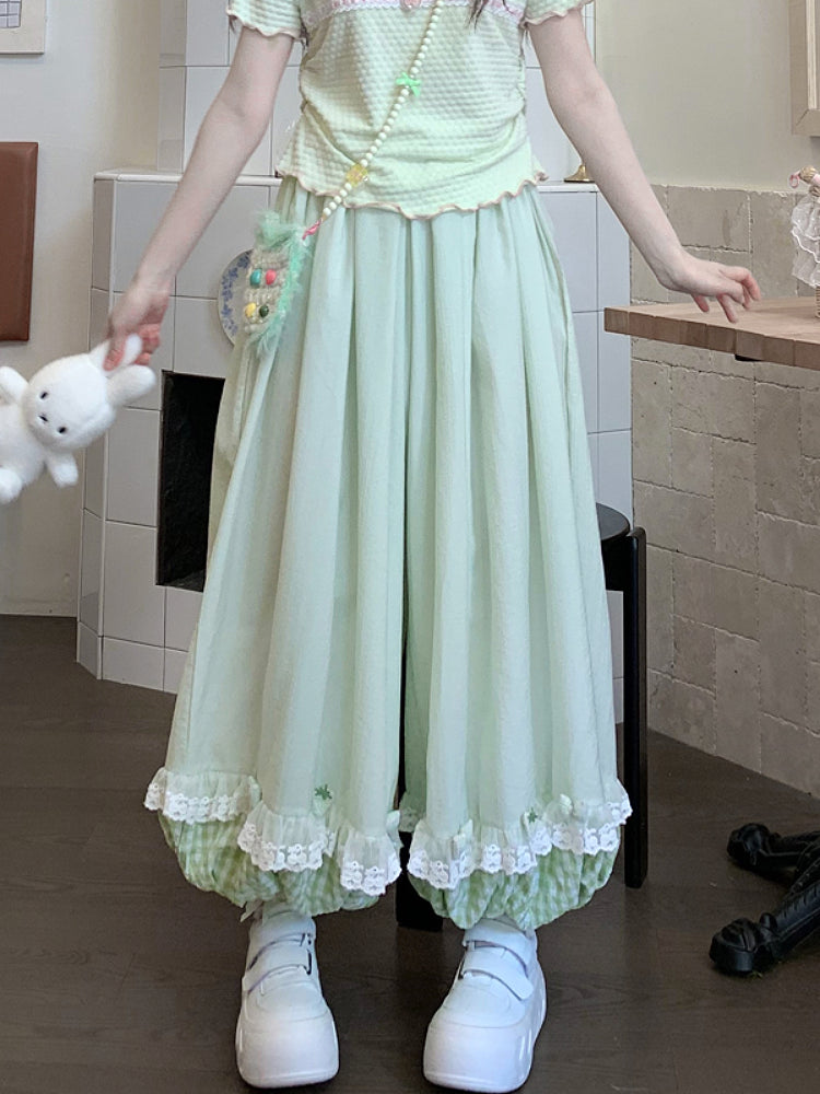 Berry Bloom Gingham Bubble Pants-ntbhshop