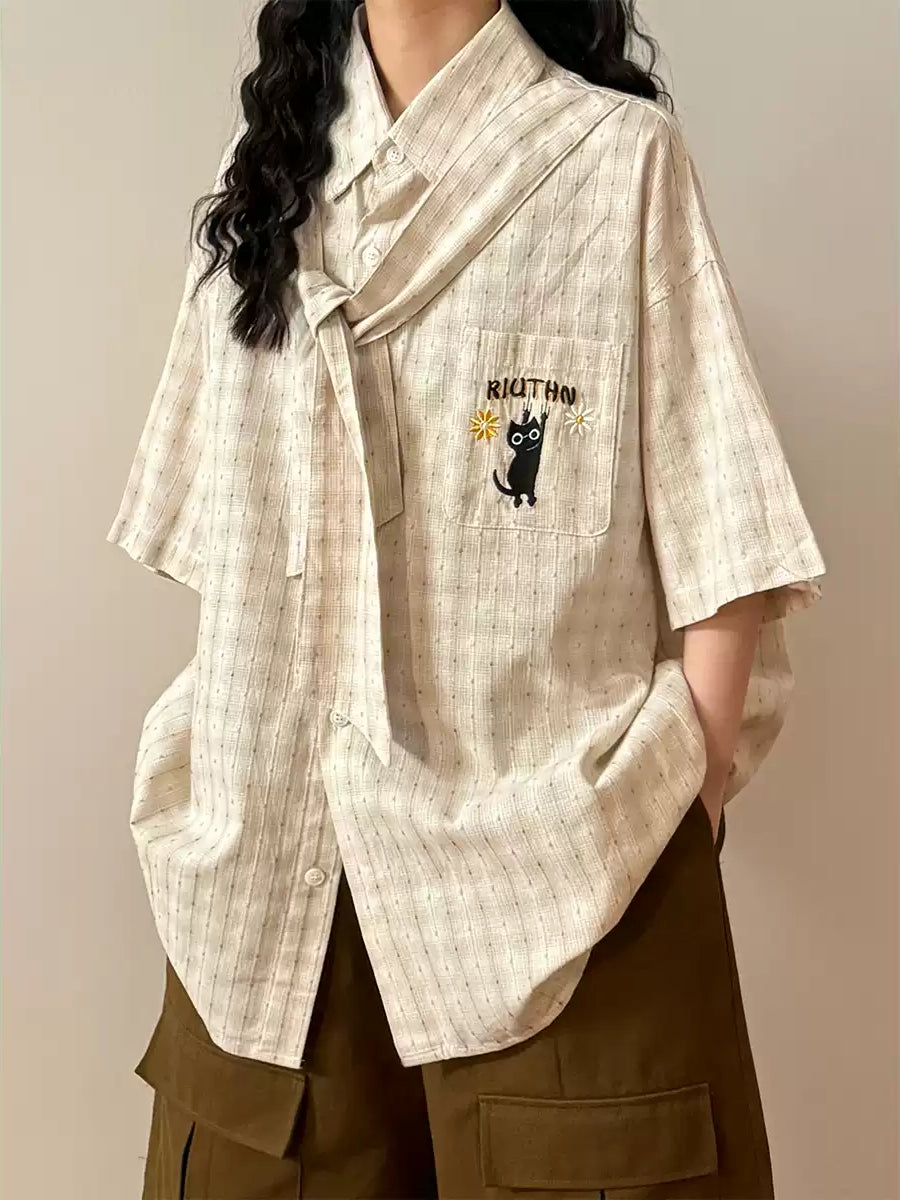 Black Whisker Scarf Shirts-Tops-ntbhshop