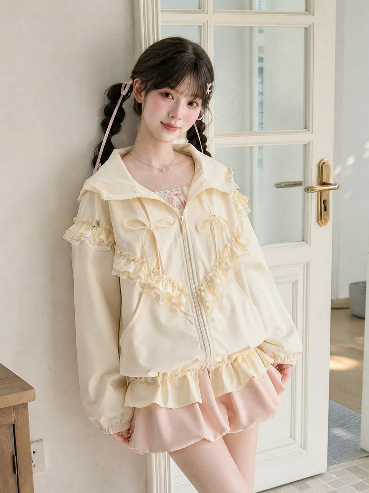 Vanilla Frill Hooded Jacket-Outerwear-ntbhshop