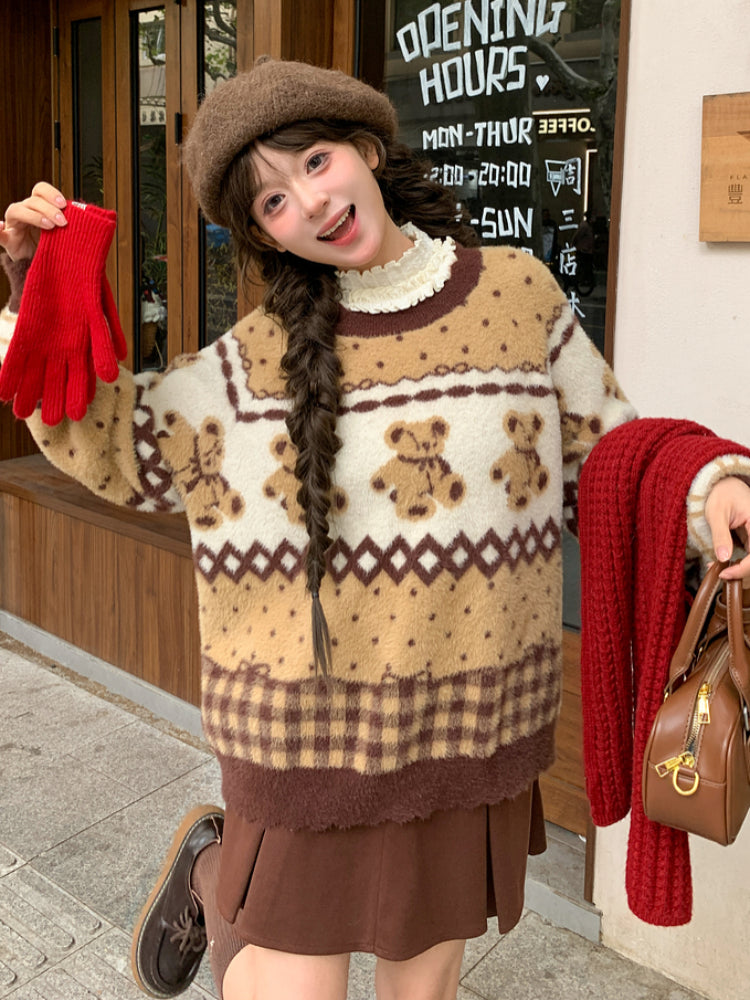 Cocoa Teddy Chalet Knit Sweater-ntbhshop