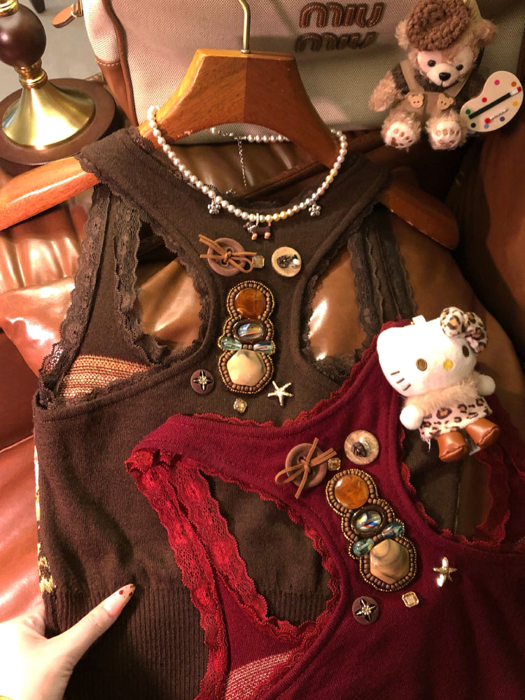 Private Love Vintage Patch Knit Tops-Sets-ntbhshop
