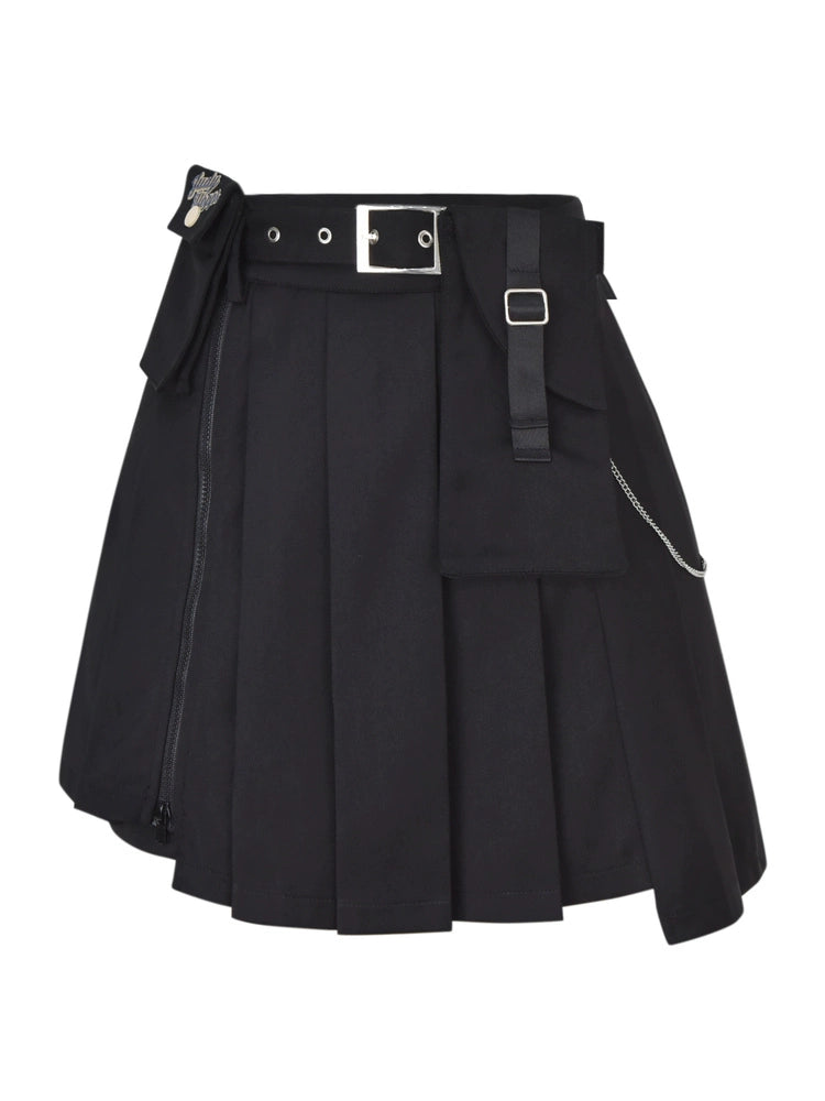 Midnight Pocket Pleated Skirt-Sets-ntbhshop