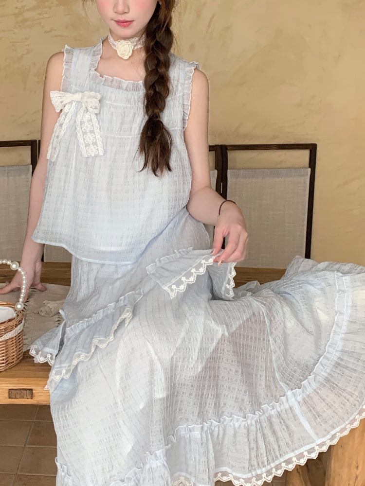 Frosted Summer Crop Top & Midi Skirt-ntbhshop