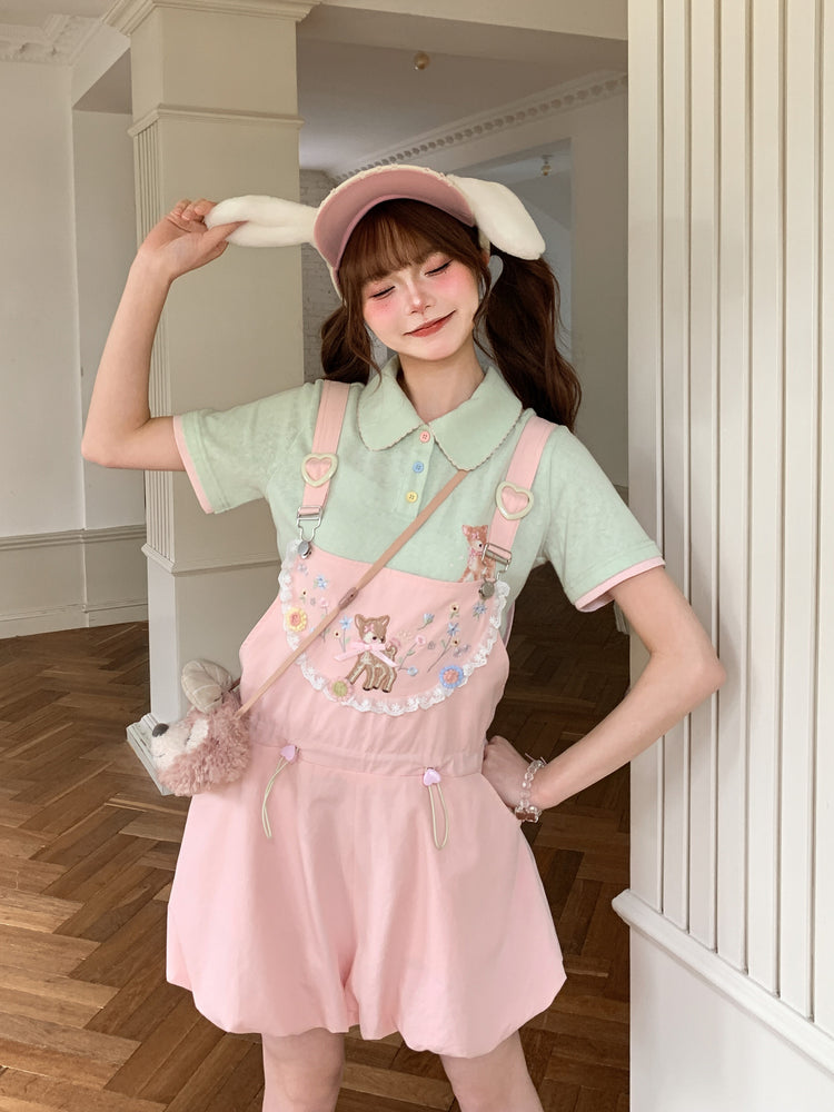 Dear Bambi Bubble Overall Shorts-Bottoms-ntbhshop