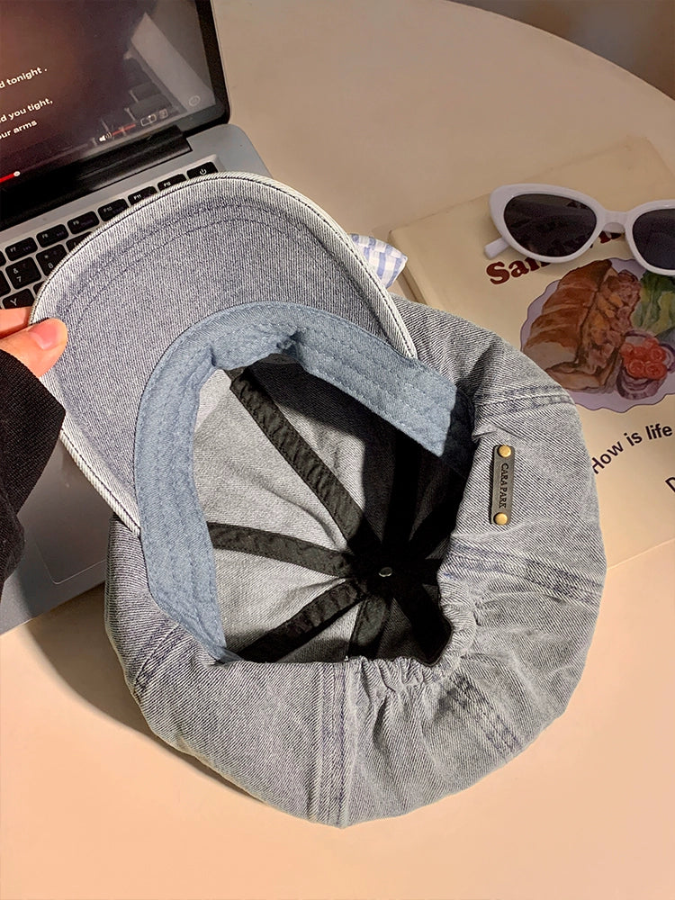 Star Bow Cute Denim Beret-ntbhshop