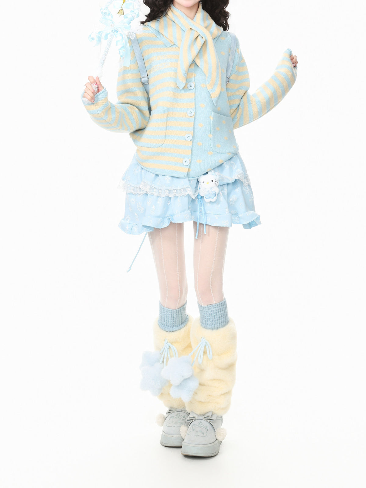 Candy Stripe Scarf Cardigans-Outerwear-ntbhshop