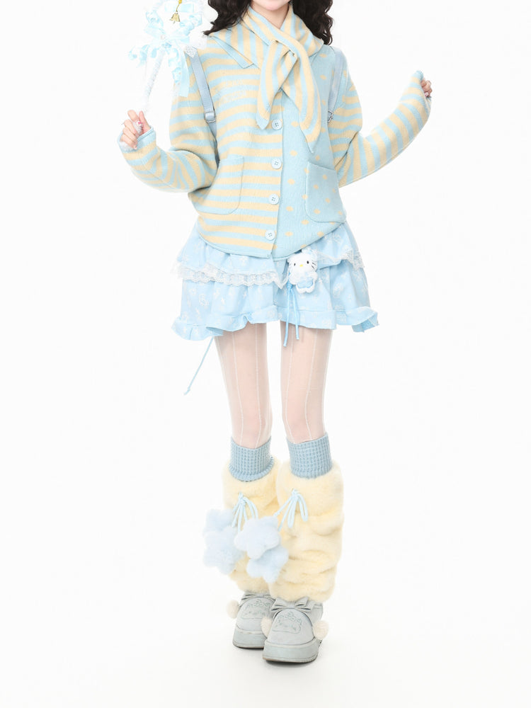Candy Stripe Scarf Cardigans-Outerwear-ntbhshop