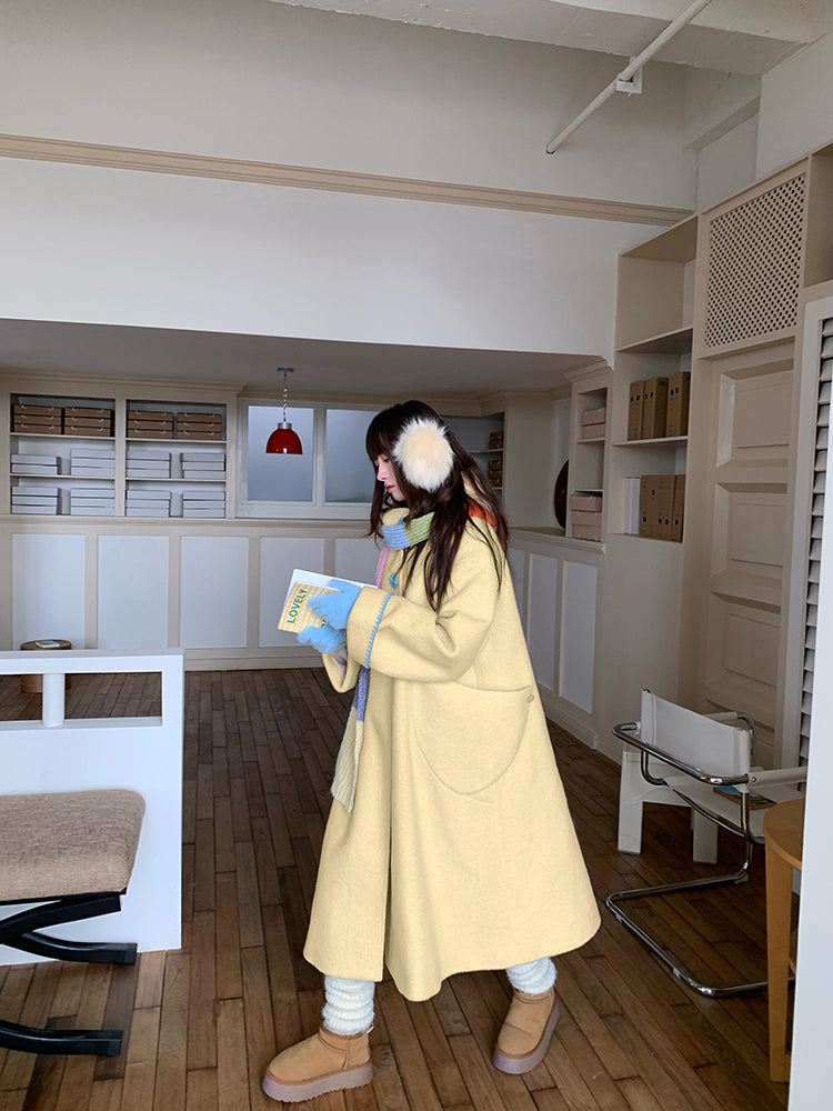 Cheese Trap Dopamine Trim Woolen Coat-ntbhshop