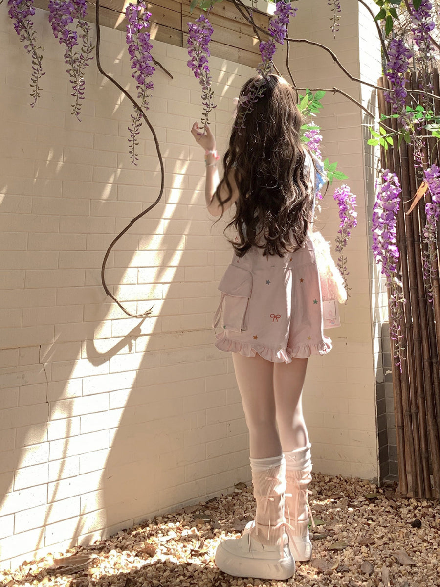 Candy Star Pocket Overall Shorts-Bottoms-ntbhshop