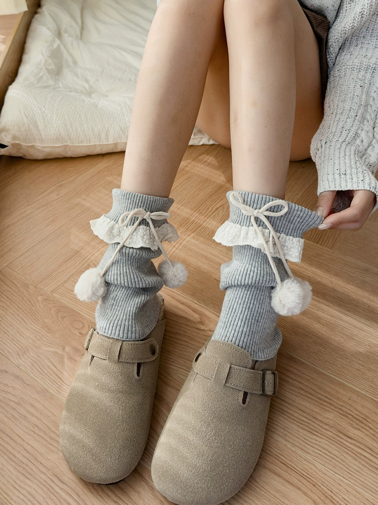 Snow Puff Lace Leg Warmers-ntbhshop