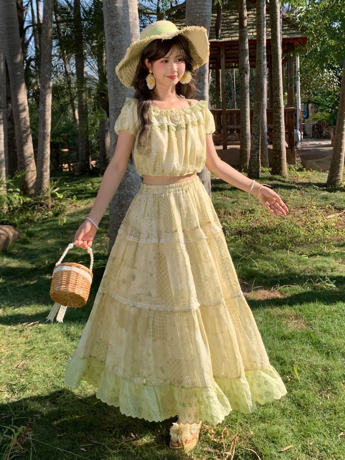 Sage Cottage Crop Top & Maxi Skirt-Sets-ntbhshop