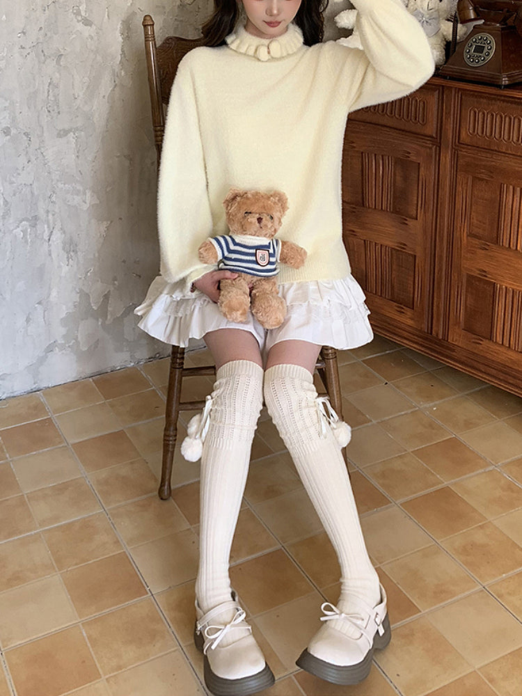 Lolita Cloud Puff Sleeve Knit Tops-ntbhshop