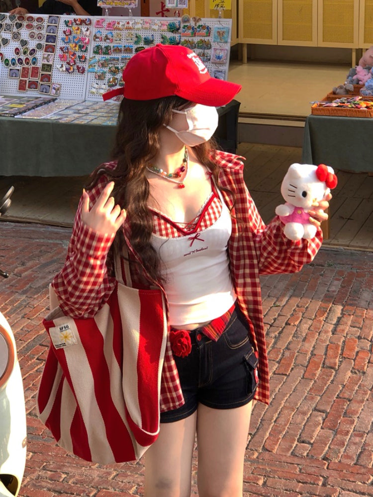 Shibuya Cherry Kitty Denim Hottie Shorts-ntbhshop