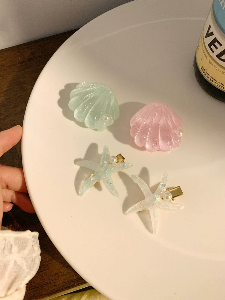Mermaid Starfish & Shell Side Hair Clips-ntbhshop