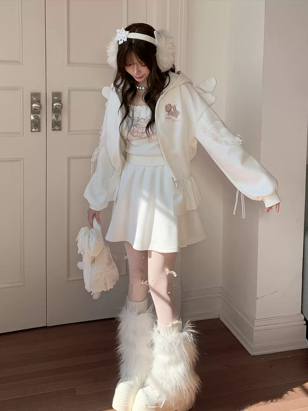 Milk Angel Bear Sweat Jacket & Skirt-Sets-ntbhshop