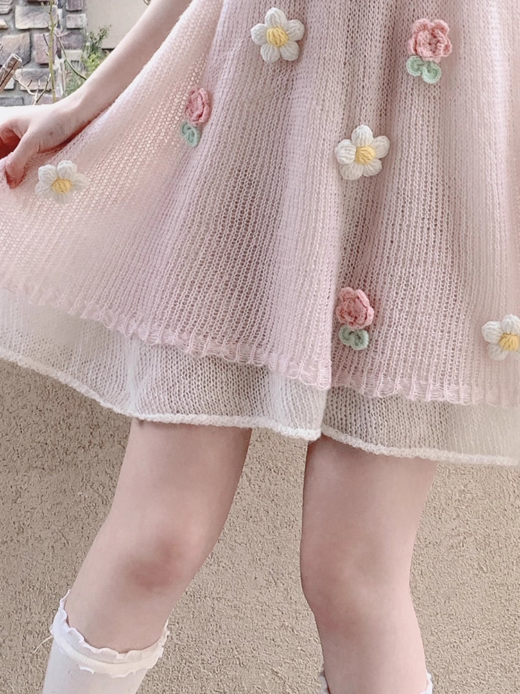 Dreamy Bloom Knit Slip Dress Set-ntbhshop
