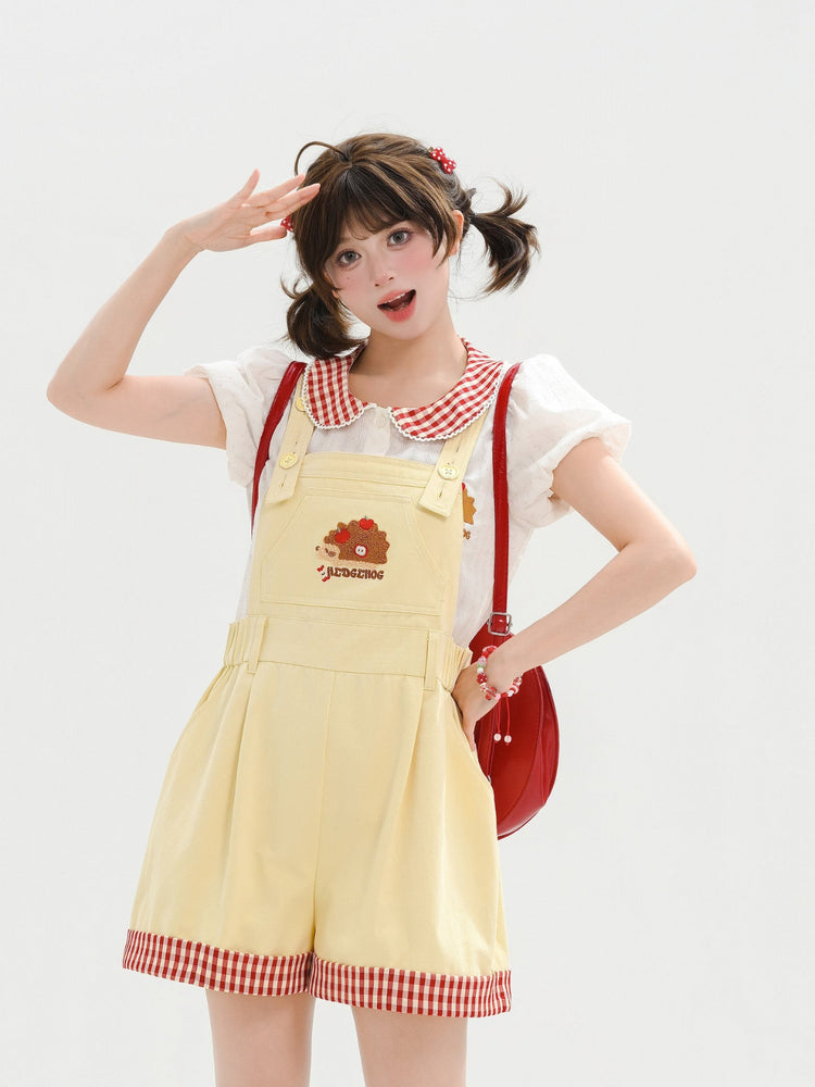 Apple Hedgehog Picnic Blouse-Tops-ntbhshop
