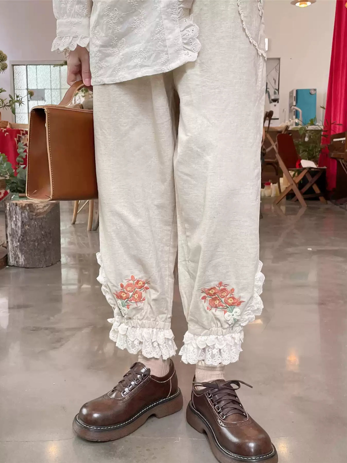 Flower Shop Blossom Cropped Pants-Bottoms-ntbhshop