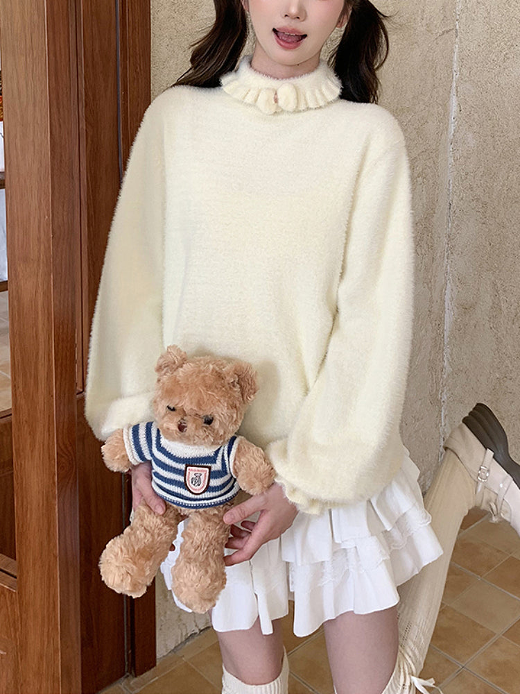 Lolita Cloud Puff Sleeve Knit Tops-ntbhshop