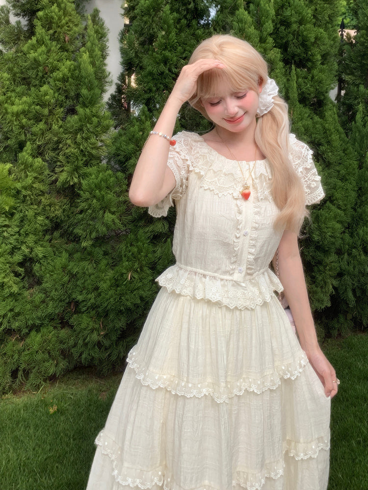 Ivory Garden Lace Skirt-Bottoms-ntbhshop