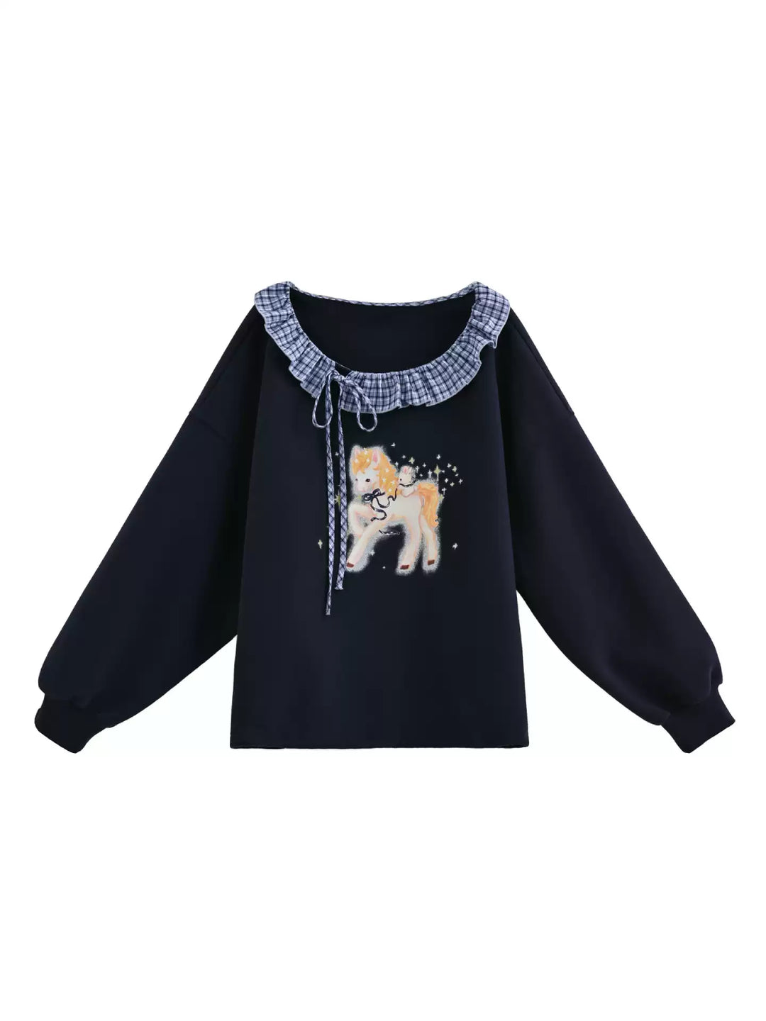Midnight Unicorn Ruffle Sweatshirt-Tops-ntbhshop