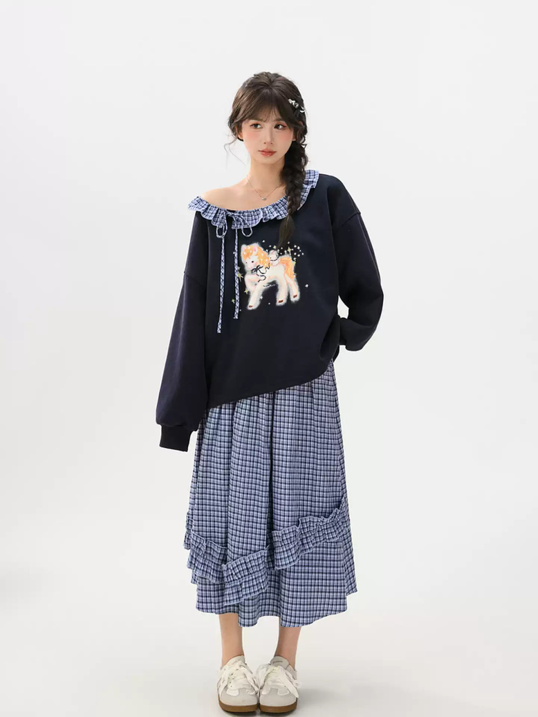 Midnight Unicorn Ruffle Sweatshirt-Tops-ntbhshop