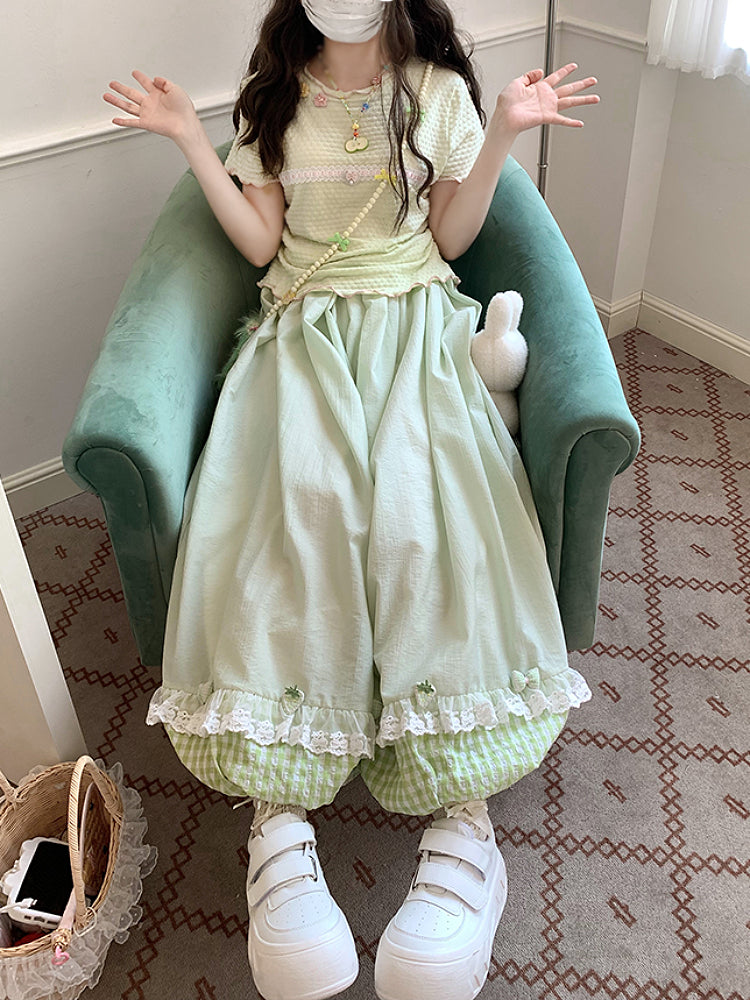 Berry Bloom Gingham Bubble Pants-ntbhshop