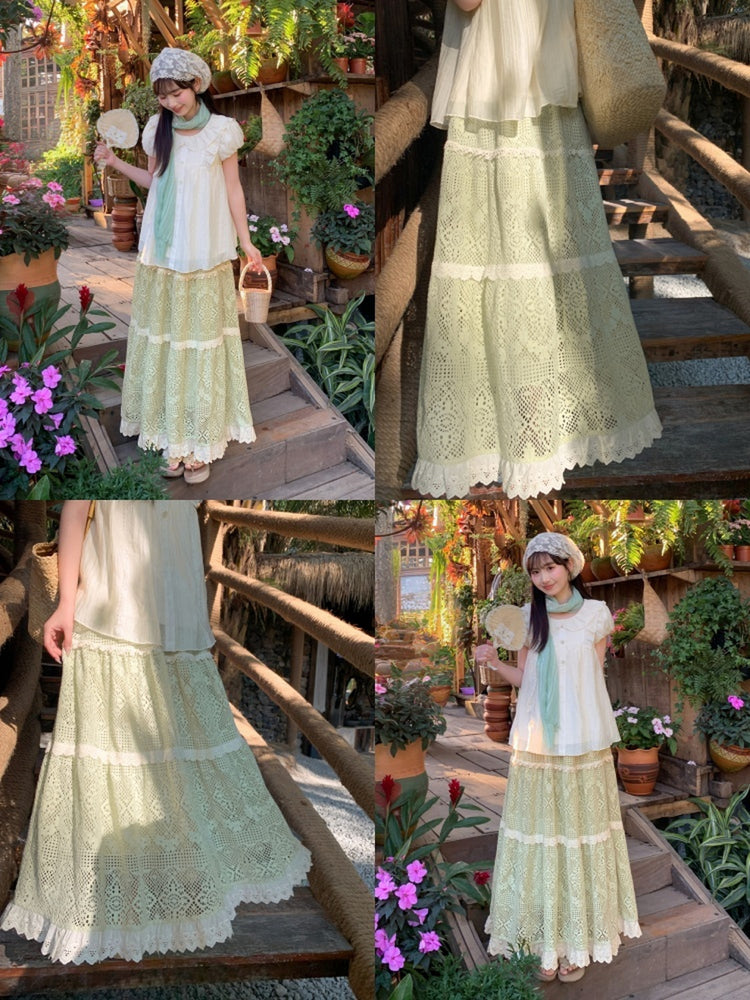 Forest Lace Crochet Skirt-Bottoms-ntbhshop