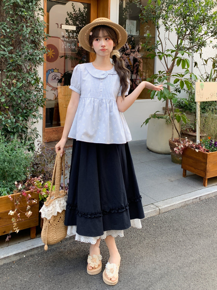 Milk Lace Ruffle Skirts-Bottoms-ntbhshop