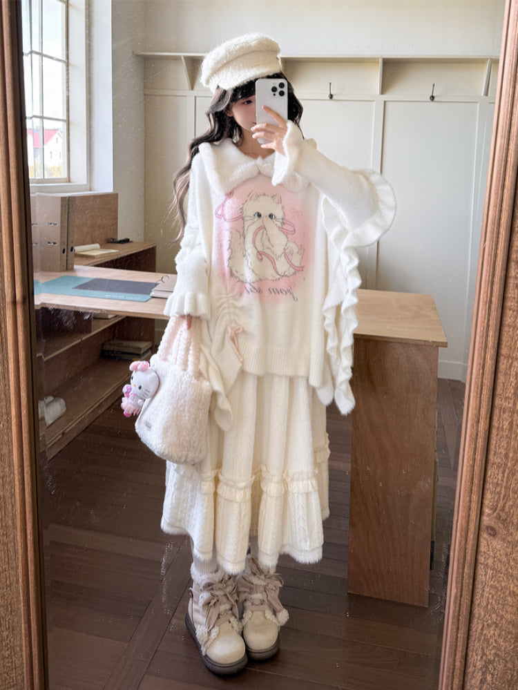 Angel Whiskers Ribbon Knit Sweater-ntbhshop