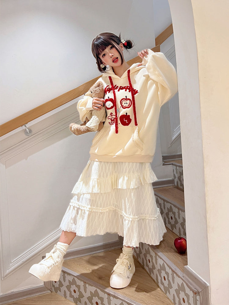 Apple Puppy Embroidery Hoodies-ntbhshop