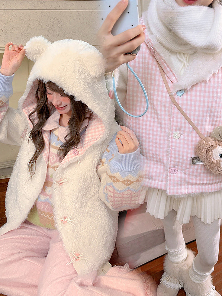 Bear in Bloom Reversible Puffer Vest-Outerwear-ntbhshop