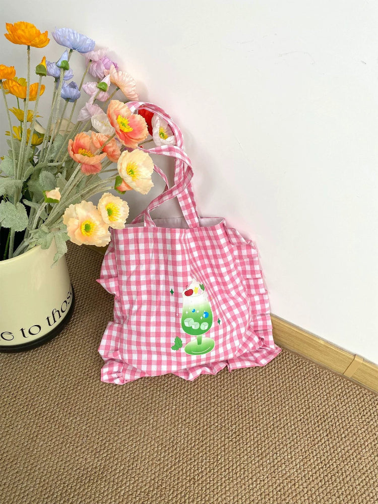 Candy Series Ruffle Plaid Tote Bags-ntbhshop