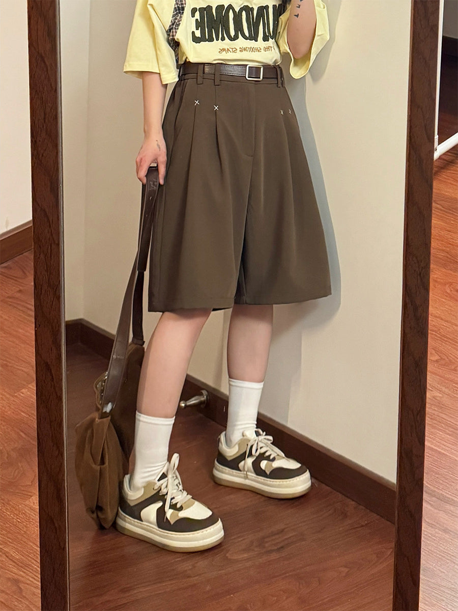 Campus Line Pleat Shorts-Bottoms-ntbhshop