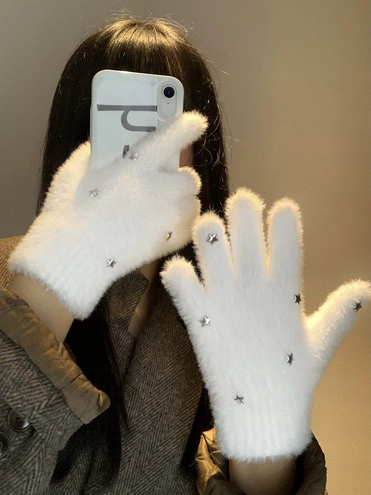 Frosty Sparkle Furry Gloves-ntbhshop