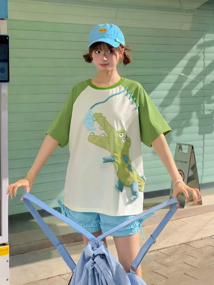 Little Crocodile Trail Raglan Tee-Tops-ntbhshop