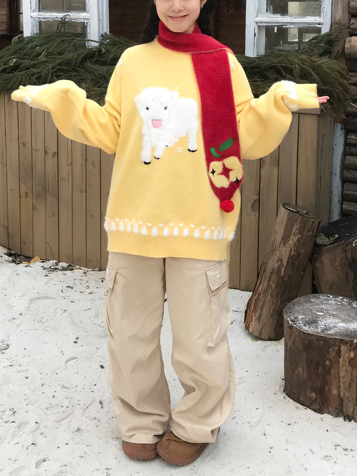 Red Apple Slouchy Scarf-ntbhshop