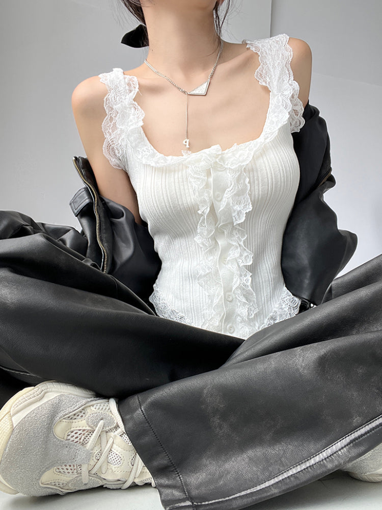 Feminine Lace Knit Camisoles-ntbhshop